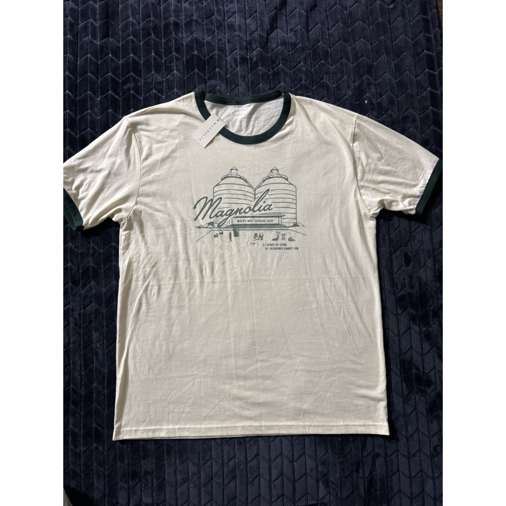 Magnolia Womens Waco Silos Texas Graphic Print T-shirt Ivory Size XL NWT